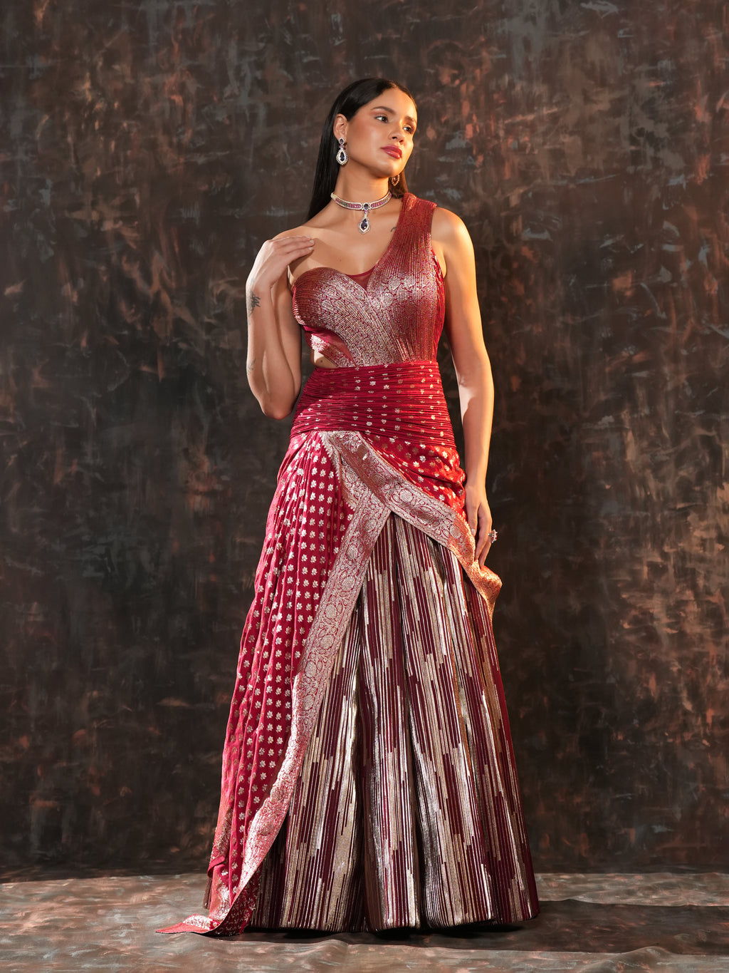 Aurelia zari cascade gown