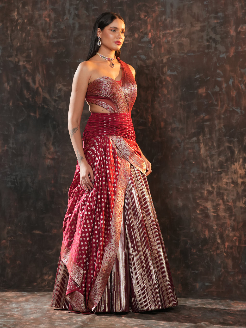 Aurelia zari cascade gown
