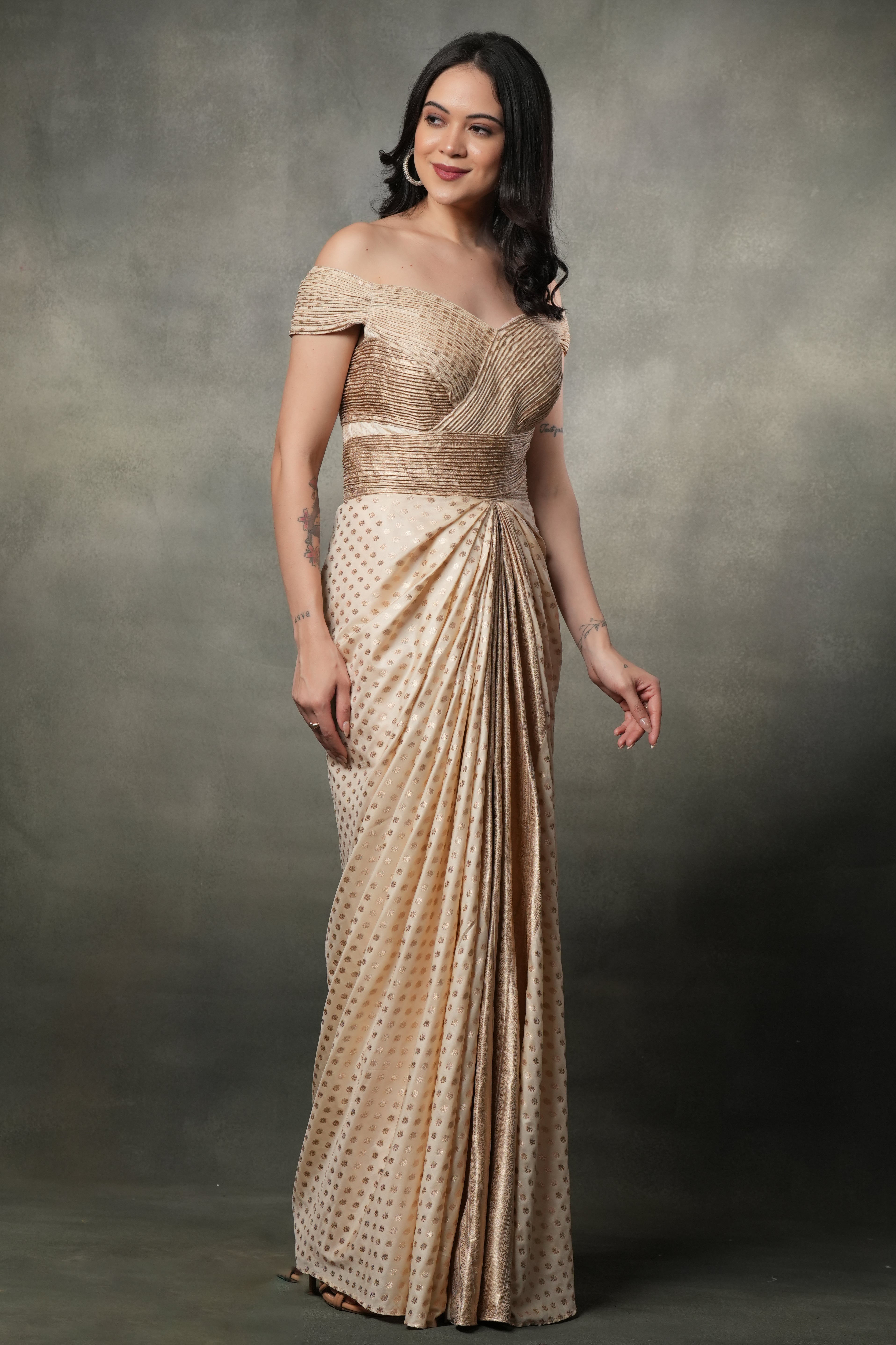 CHAMPAGNE DRAPE HARMONY GOWN