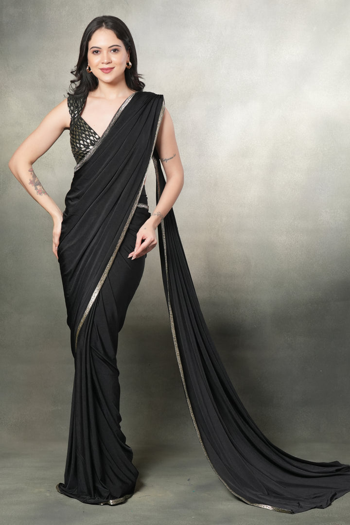 Black Opulence Fusion Saree