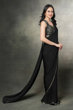 Black Opulence Fusion Saree