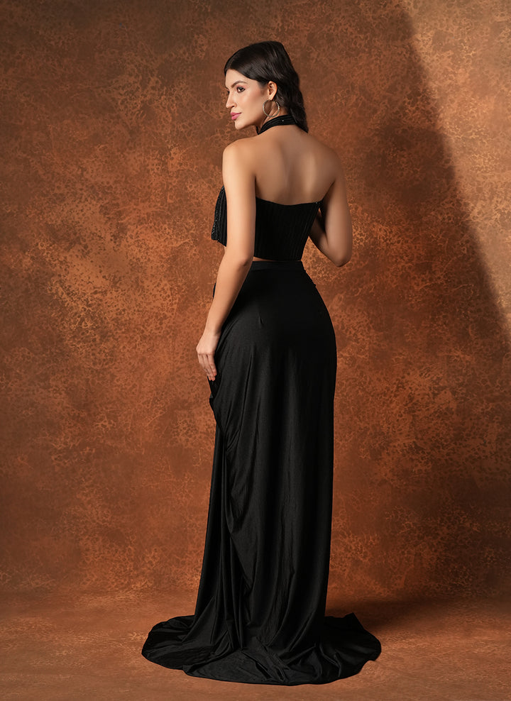 Noir Shallow Slit Drape