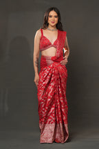 Banarasi Opulence Drape – Crimson Red