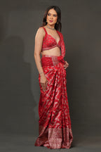 Banarasi Opulence Drape – Crimson Red
