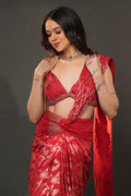 Banarasi Opulence Drape – Crimson Red