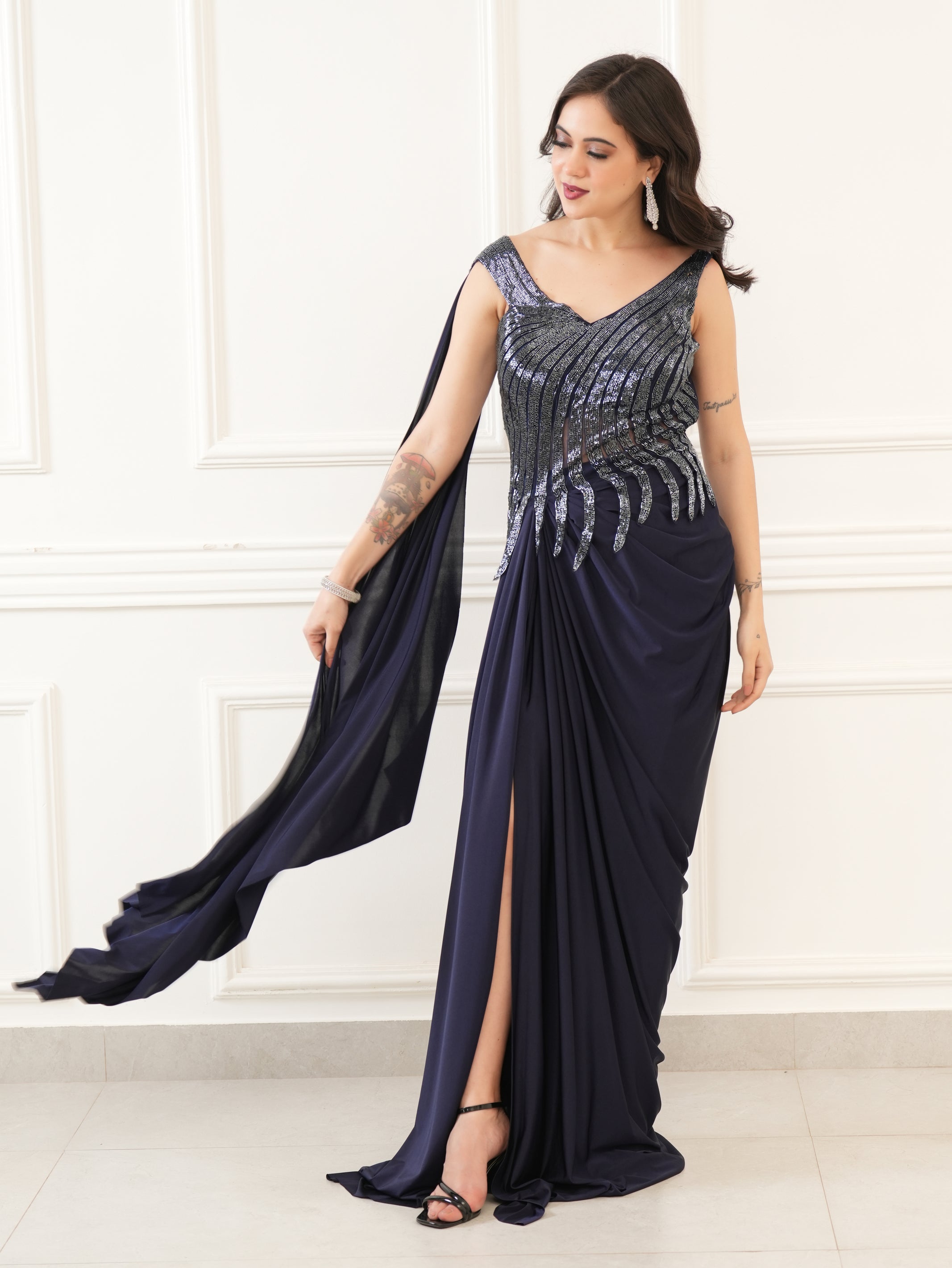 Midnight Cascade Gown