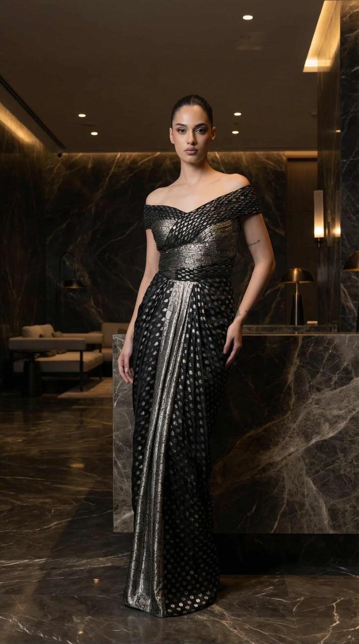 BLACK FUSON GOWN
