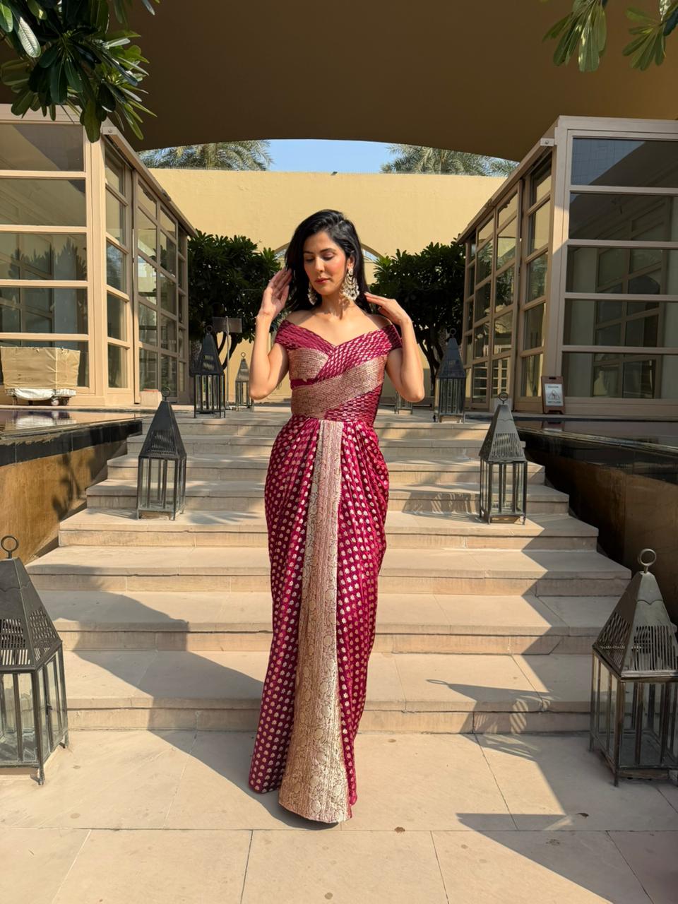 MULBERRY WINE FUSION GOWN