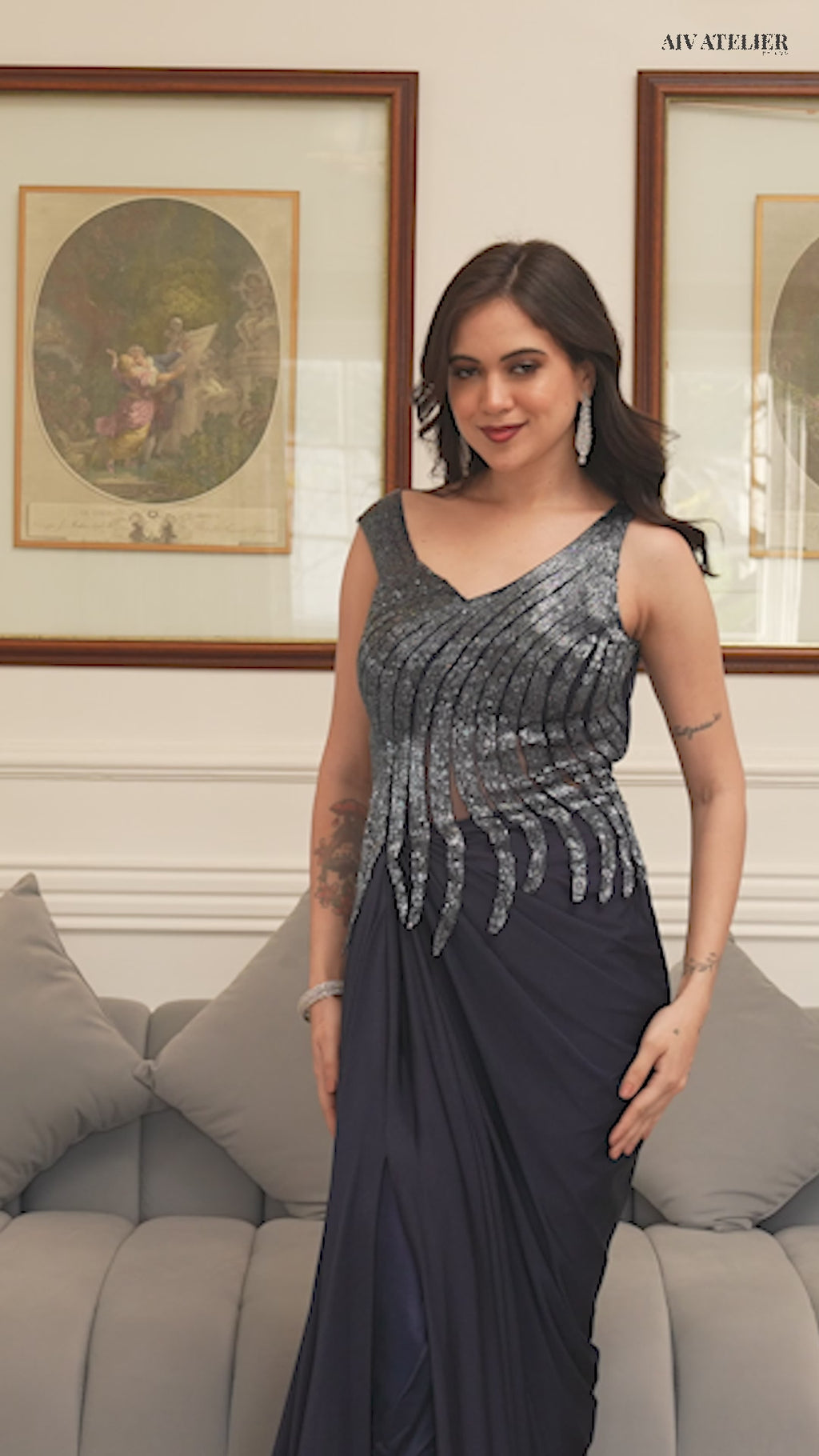 Midnight Cascade Gown